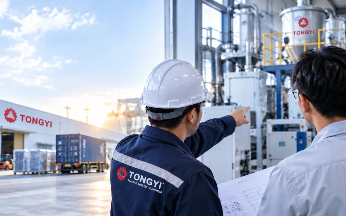 TONGYI engineers supporting an industrial automation production system